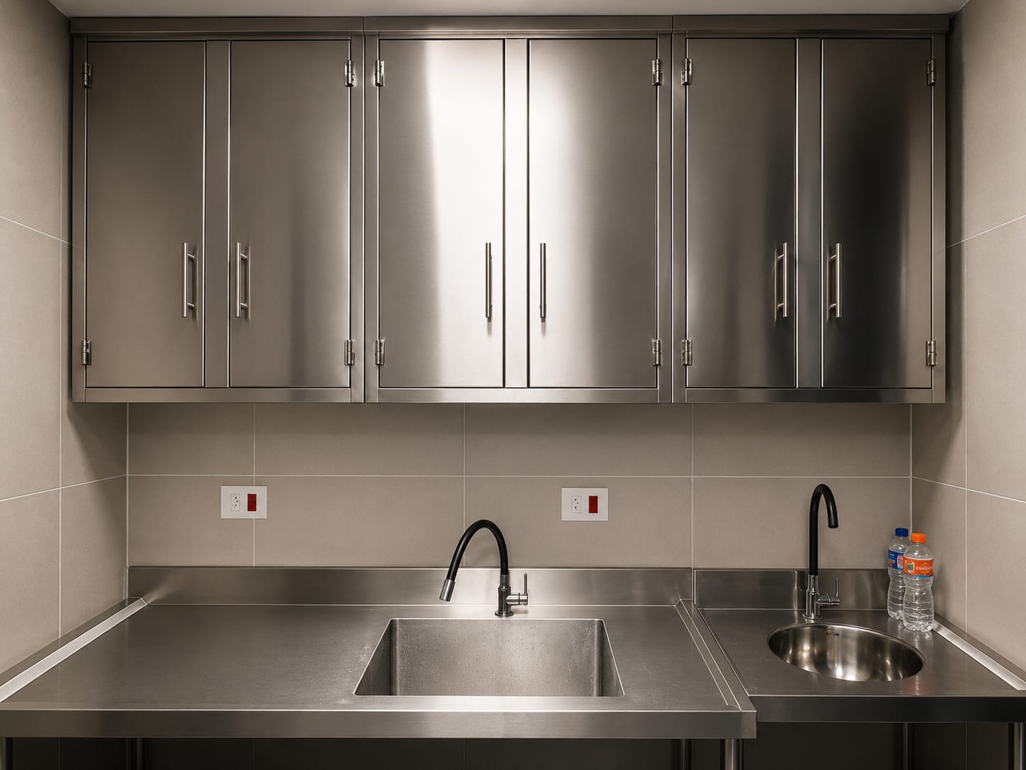Armário em aço inox com portas de correr